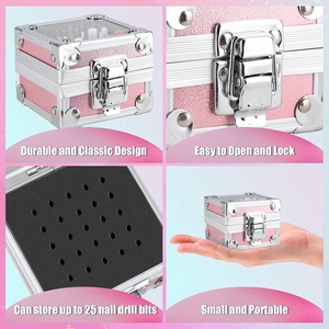 Ensemble de 25 embouts de perçage pour ongles de 3/32 pouces, en céramique, diamant et carbure, pour cuticules, avec étui rose portable - Product Image 6