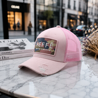Casquette Trucker en Maille à Visière Courbée Noire Personnalisée, Casquettes Trucker à 6 Panneaux