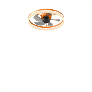 Ventilador de Techo LED Moderno con Luz Regulable, Naranja, ABS, Montaje Empotrado, 3 Aspas, Motor DC, Control Remoto, para Sala de Estar D0100XFP3MU - Product Image 1