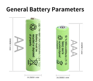 Safety Logo Custom 1.2 V Ni-mh Aa And Aaa Rechargeable Battery 1.2v 2000mwh 2500mWh 3000mwh Nimh Batteries