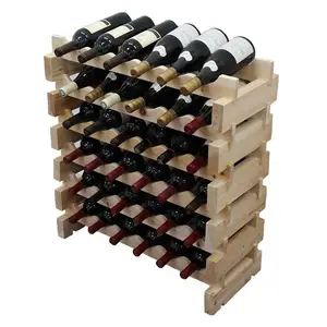 零售商店 36 瓶容量 DIY 可堆叠存储酒架木制