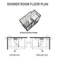 Module de salle de bain modulaire personnalisé YEETE à trois zones avec douche en verre, toilettes et meuble-lavabo en bois pour projets hôteliers et d'appartements
