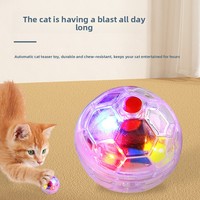 Balle automatique durable et résistante aux morsures pour chat et chien avec batterie intégrée, lumière flash, jouet d'exercice silencieux en plastique pour animaux de compagnie