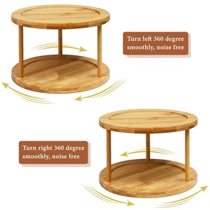 Organizador de especias giratorio de bambú, organizador de condimentos de madera de doble capa para ahorrar espacio, estante de especias - Product Image 2