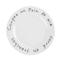 Assiette en porcelaine avec inscription de lettres anglaises imprimées personnalisées Allemagne kit de vaisselle fine assiette de service en céramique blanche