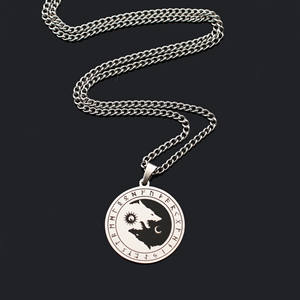 <span class=keywords><strong>Collar</strong></span> De Acero Inoxidable <span class=keywords><strong>Yin</strong></span> <span class=keywords><strong>Yang</strong></span> Lobo <span class=keywords><strong>Collar</strong></span> Personalizado Vintage Viking Runes Amuleto Sol Luna <span class=keywords><strong>Collar</strong></span> - Product Image 6