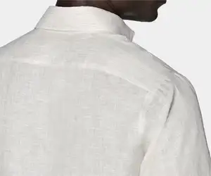 Lino europeo de alta calidad blanco 100% Lino de talla grande camisa casual para hombre camisa de manga larga de tela de lino de algodón Formal para hombre
