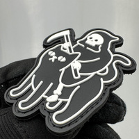 Parches IR de gancho y bucle tácticos de PVC Grim Reaper Riding Cat