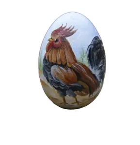 Personalize Rooster Hand Painted On a Wooden Egg Rooster Easter Egg Farm Decoration Easter Gift Personalized Gift Rooster