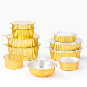 Wholesale Takeaway Disposable Aluminum Foil Plate Pot Food Container With Lid