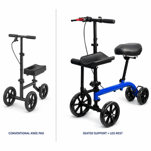 <span class=keywords><strong>Deambulatore</strong></span> a Quattro Ruote <span class=keywords><strong>con</strong></span> Supporto per le Gambe, Sella <span class=keywords><strong>con</strong></span> Molla Rinforzata, Manubrio Regolabile, <span class=keywords><strong>Freno</strong></span> <span class=keywords><strong>di</strong></span> <span class=keywords><strong>Stazionamento</strong></span> e Carico Massimo <span class=keywords><strong>di</strong></span> 130 KG - Product Image 1