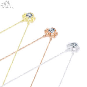 สร้อยคอจี้เพชรแท้ธรรมชาติเม็ดเดี่ยว ดีไซน์มินิมอลทันสมัย ขายดี สร้อยคอทองคำแท้ 18K - Product Image 4