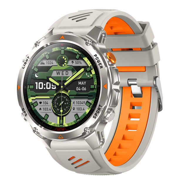 2026 WiFi GPS Android Smart Watch with IP68 Waterproof Big Screen Sleep Tracker Compass Silicone Band