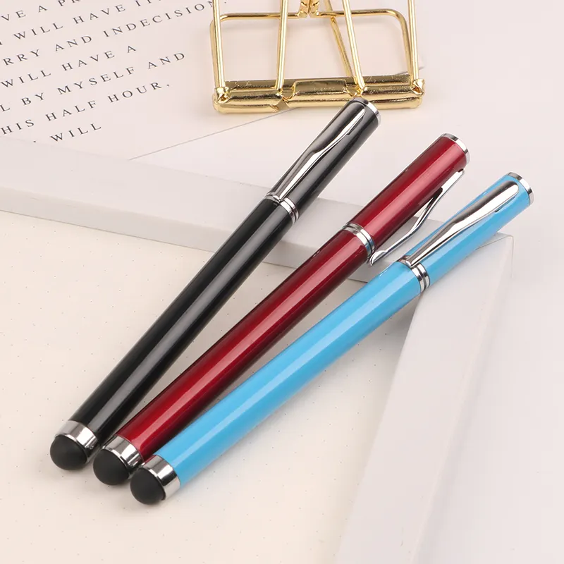 Toptan ve perakende siyah ve beyaz alüminyum kalem promosyon ucuz özel dokunmatik kalem Smartphone