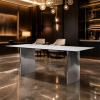 Table de salle à manger extensible pour îlot de cuisine, plateau de luxe en marbre et pierre frittée, sièges extensibles