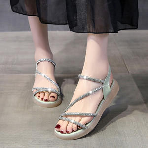 New Online Celebrity Woman Roman Fashion All-match <strong>Shoes</strong> Coarse Crystal Flat Casual Sandals <strong>Funky</strong> <strong>Shoes</strong> for Adult - Product Image 5