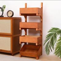 Mini panier de rangement multicouche en bois de pin sculpté pour maison de poupée, organisateur, accessoire de décoration, outils