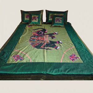 Colcha de seda con diseño de elefante, colcha de seda India - Product Image 1