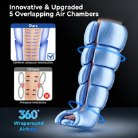 Bottes de compression d'air à 5 chambres pour la thérapie de récupération, masseur de compression des jambes avec chaleur pour la circulation sanguine