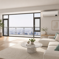 Jendela Casement Aluminium Modern dengan Ventilasi Ganda, Kaca Tempered Ganda, Tinggi Kusen Sesuai Pesanan