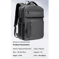 Sac à dos pour ordinateur portable de bureau urbain, imperméable, en tissu Oxford, avec bretelles rembourrées confortables, fermeture sécurisée par mot de passe, 27L, pour les affaires