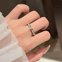 Bague en argent S925 avec moissanite, pierre centrale pavée, ajustable, ouverte, pour hommes et femmes, ensembles de bagues personnalisées en moissanite