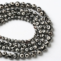 Vente en gros de bijoux semi-finis faits à la main, accessoires de bracelet, perles divines noires et blanches à trois yeux, pierres précieuses, étoile ovale