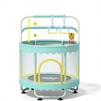 Trampoline Rond Sûr pour Enfants 1,5 m Intérieur/Extérieur avec Filet de Protection 1,6 m, Matériau PVC Souple Écologique et Durable pour Garçons et Filles