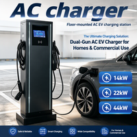 Stasiun Pengisian Daya Mobil Listrik Komersial 22kw Tipe 2 AC Pengisian Cepat dengan Konektor Ganda untuk Mobil EV