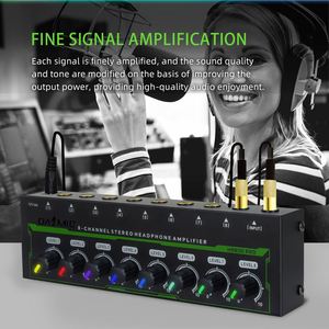 Amplificador de Audífonos Profesional HA800 PRO de 8 Canales Amplificador de Audio Estéreo con Luz RGB y Control de Volumen para Estudio de DJ - Product Image 3