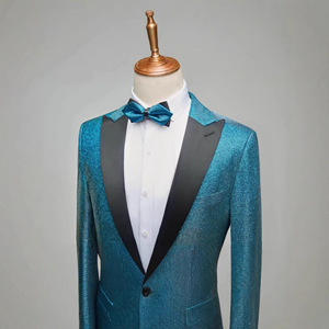 Costume de soirée bleu à paillettes pour homme, smoking pour spectacle - Product Image 2