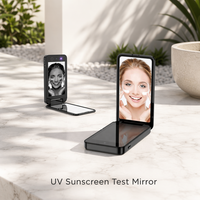 Espejo de Maquillaje Inteligente LED Uyisi de 4.1 Pulgadas con Cámara UV, Doble Cara, Protección Solar Visible, Detección de Desmaquillante