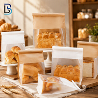 Sacs à pain en papier kraft de qualité alimentaire Lebei avec fenêtre, fond plat, pour sandwichs, biscuits, emballages de boulangerie avec fermeture à lien métallique