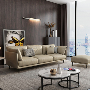 Canapé en cuir italien de 3 places, meuble de salon, bureau, réception, maison - Product Image 3