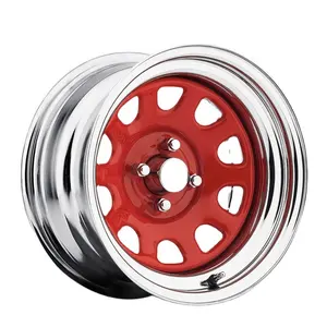 Disco rosso Cromo 4x114.3 Daytona Acciaio Ruote Offroad Terreno Cerchi