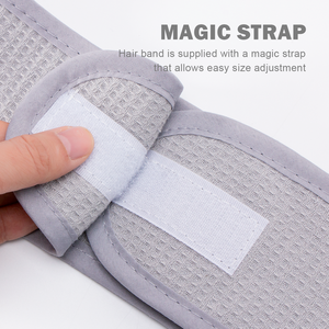 Bandeau en coton gaufré personnalisé pour spa et sport, réglable, absorbant la transpiration, pour femmes, maquillage, cosmétiques, serviette de douche - Product Image 4