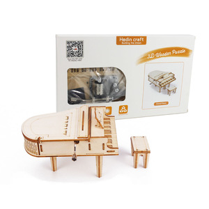 Jouet de <span class=keywords><strong>puzzle</strong></span> 3D en bois, boîte à musique piano, blocs de construction DIY, octophone musical à manivelle, design créatif H607, à partir de 7 ans, boîte - Product Image 1