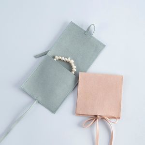 Pochette à bijoux en microfibre avec logo personnalisé, avec nœud papillon, sac de rangement pour accessoires, petit sac en velours, sac à rabat pour colliers et boucles d'oreilles - Product Image 5