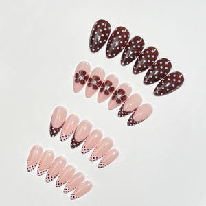 Ongles portables faits à la main de style français, forme amande, en ABS, ongles pressés pré-conçus, pièces détachables pour les doigts, <span class=keywords><strong>manucure</strong></span> de Noël - Product Image 4