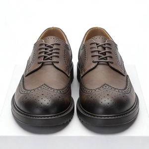 Brogue Men's Shoes Pu British <b>Style</b> <b>Head</b> Carved Business Formal Lace-up Oxford Shoes Breathable Durable Rubber - Product Image 1