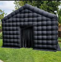 Tente noire pour événements commerciaux, en tissu Oxford, pour fêtes en plein air, club de nuit gonflable, éclairage LED disco, tente gonflable extérieure