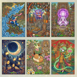 MS PokeMond Art Board, Personajes Populares, Pikachu, Gengar y Eevee, Fan Art, Tarjeta de <span class=keywords><strong>Pokémon</strong></span> <span class=keywords><strong>Diamante</strong></span>, Caja Sorpresa de Regalo, Juego de Cartas Limitado - Product Image 5