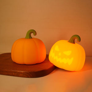 funny gift USB Rechargeable Portable Silicone Halloween Pumpkin Lamp Jack O Lantern Kid LED Night <b>Light</b> for Bedroom - Product Image 4