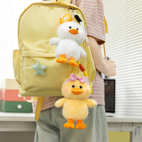 Porte-clés en peluche canard jaune personnalisé, breloque de sac à dos de dessin animé, décoration mignonne pour la maison, cadeau, jouet en peluche canard avec nœud