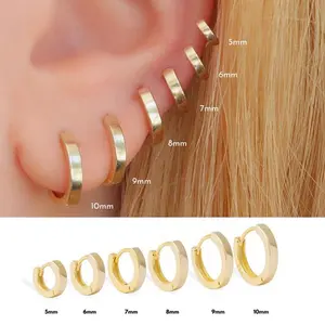 Pendientes <span class=keywords><strong>de</strong></span> Aro FUAMAY <span class=keywords><strong>de</strong></span> <span class=keywords><strong>Plata</strong></span> <span class=keywords><strong>de</strong></span> Ley 925, Aro Interior Chapado <span class=keywords><strong>en</strong></span> <span class=keywords><strong>Oro</strong></span> Sólido <span class=keywords><strong>de</strong></span> 5MM-14MM, Pendientes Lisos con <span class=keywords><strong>Oro</strong></span> <span class=keywords><strong>de</strong></span> 18K - Product Image 1