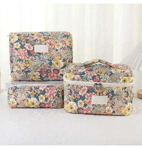 Travel Designer Quilted Makeup Brush <b>Bag</b> Recycled Cute Cosmetic <b>Toiletry</b> Pouch Case for <b>Women</b> - Product Image 2