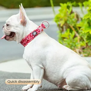 Free Sample Custom Dog Collar Pet Adjustable Collar With Matching Bandana Bowtie Whole Set