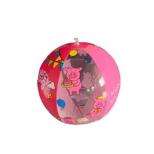 PVC inflatable beach ball, PVC inflatable cartoon toy ball manufacturer customizes children's semi transparent water polo