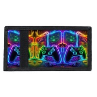 Dompet Kanvas Cetak Kartun Bertema Konsol Game Fashion, Penutup Ritsleting, Rantai, Tahan Lama, Kapasitas Besar, Ringan, Kartu Uniseks