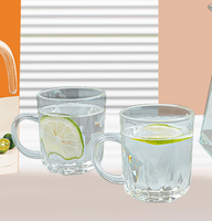Ensemble de carafes et de tasses en verre transparent classiques, écologiques, pour la maison, avec poignée et couvercles, pour les boissons et les jus